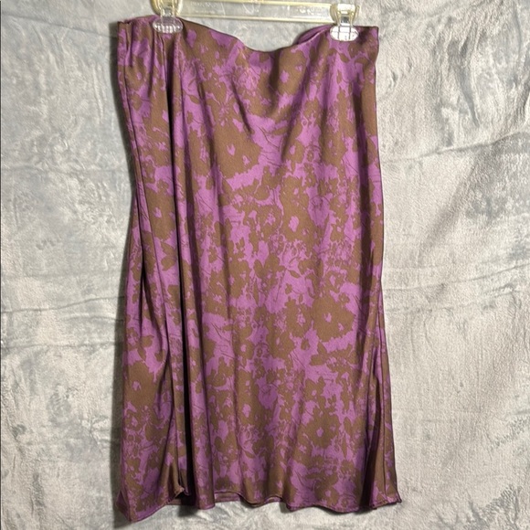 Nordstrom rack women’s maxi skirt XL brown and purple lightweight floral print - Picture 1 of 10